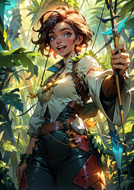 14587-1592496701-Adventurer archer holding a bow hunting in the forest, 1girl, (forest, animals), (arrow, bow, concentrating), looking away, evil.png